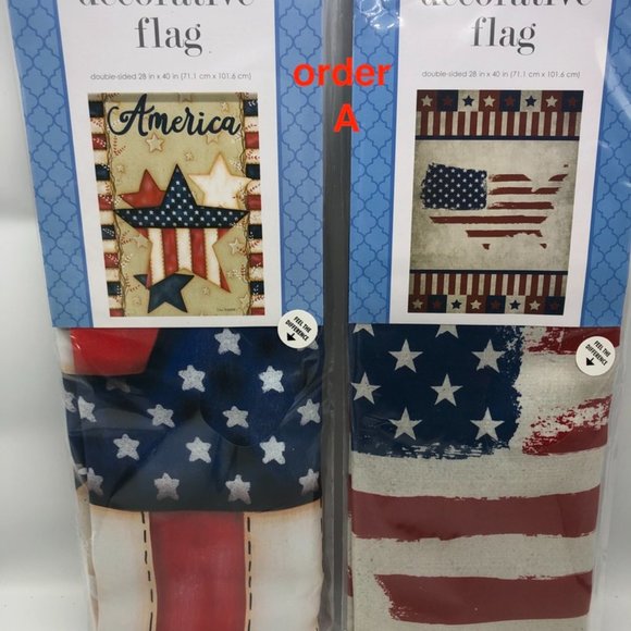2 DECORATIVE FLAGS LARGE SIZE 28 X40 DOUBLE SIDED - Picture 1 of 14